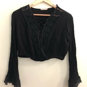 Heart & Hips Cropped Long Sleeve Blouse